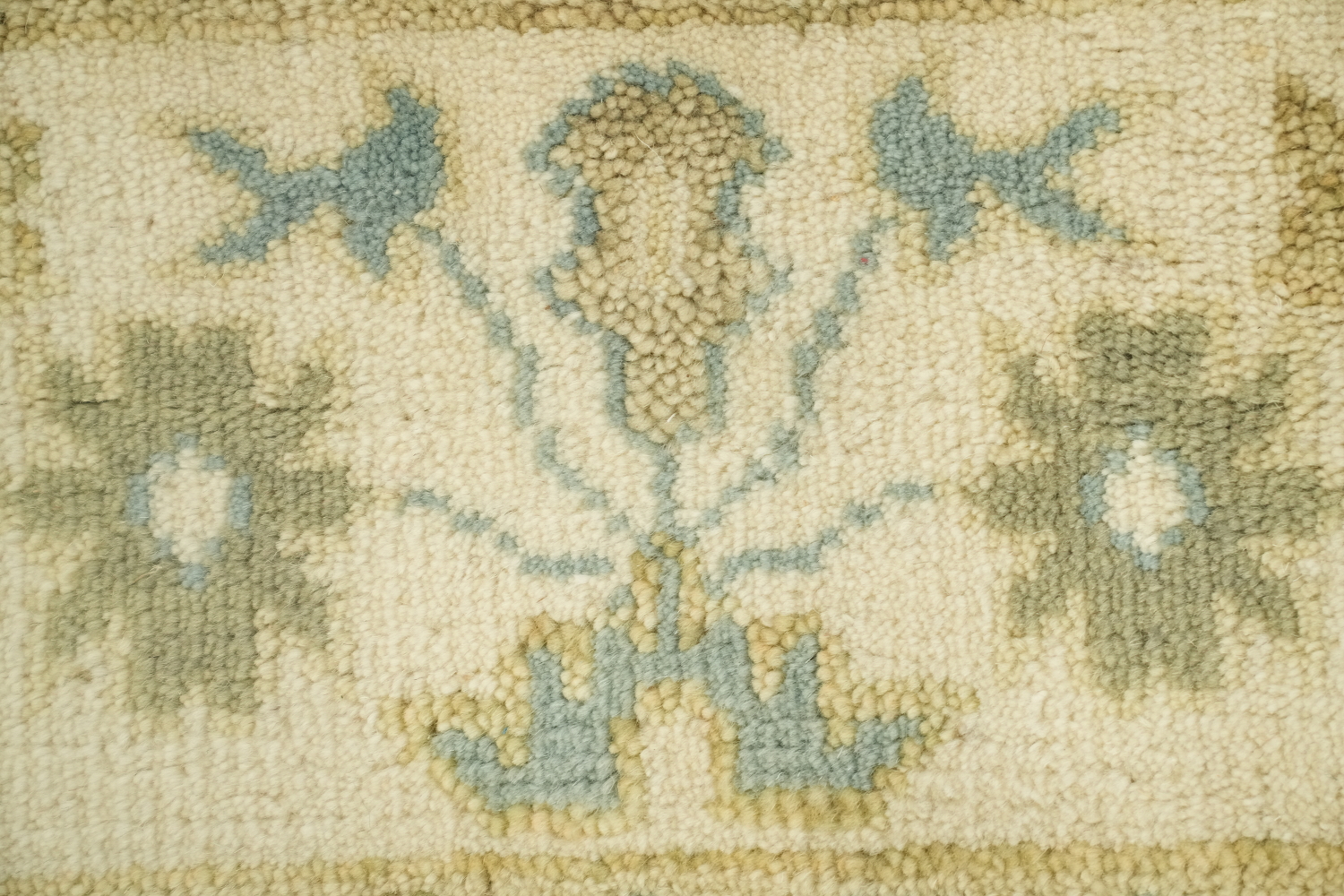 Light Blue and Ivory Traditional Oushak Hand Made Area Rug 6x9