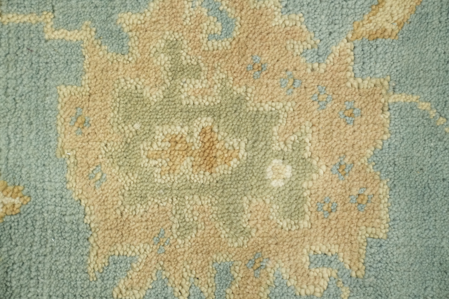 Light Blue and Ivory Traditional Oushak Hand Made Area Rug 6x9