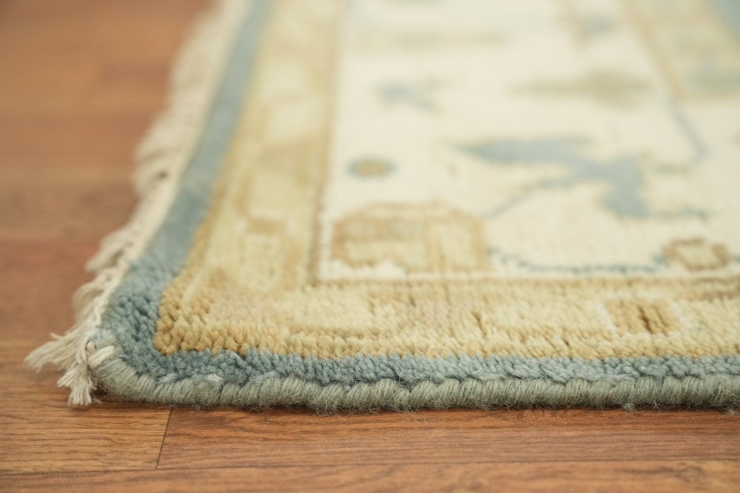 Light Blue and Ivory Traditional Oushak Hand Made Area Rug 6x9
