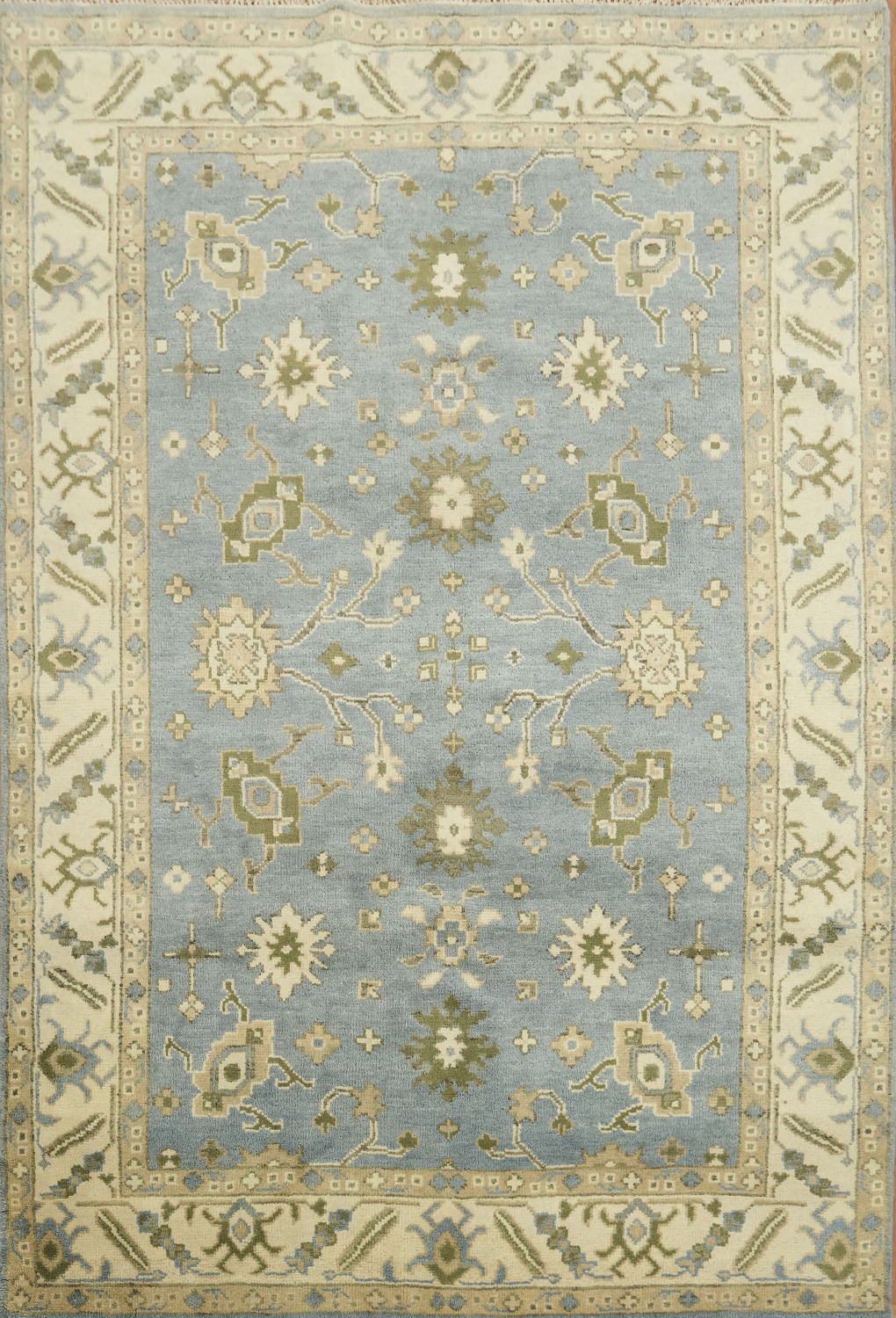 Light Blue Traditional Oushak Hand Made Area Rug 6x9