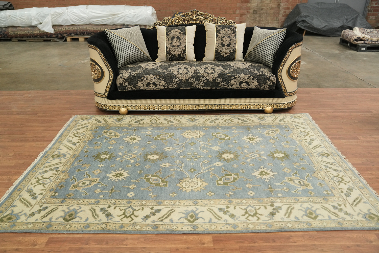 Light Blue Traditional Oushak Hand Made Area Rug 6x9