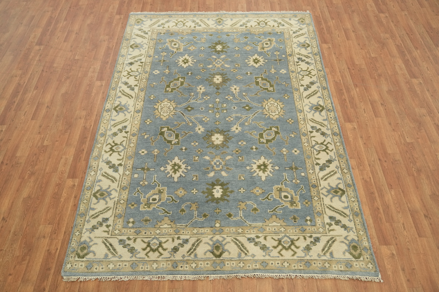 Light Blue Traditional Oushak Hand Made Area Rug 6x9