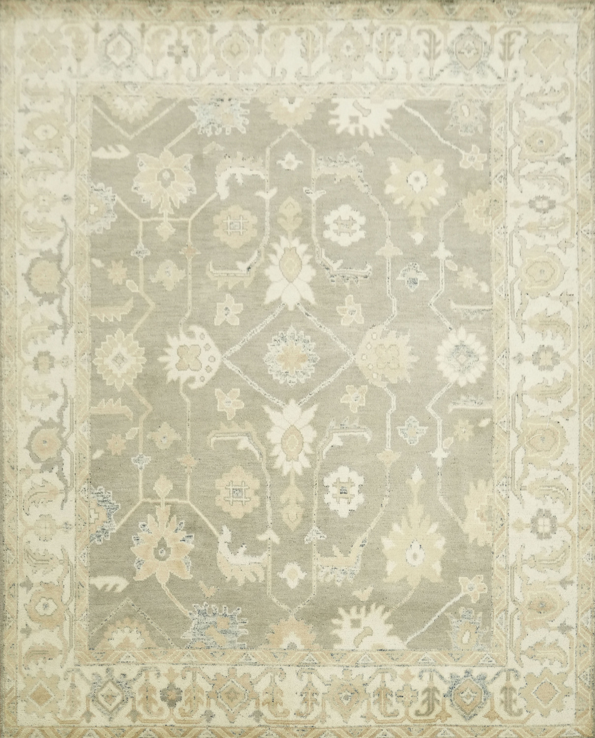 Muted Green Traditional Oushak Hand Made Area Rug 8x10