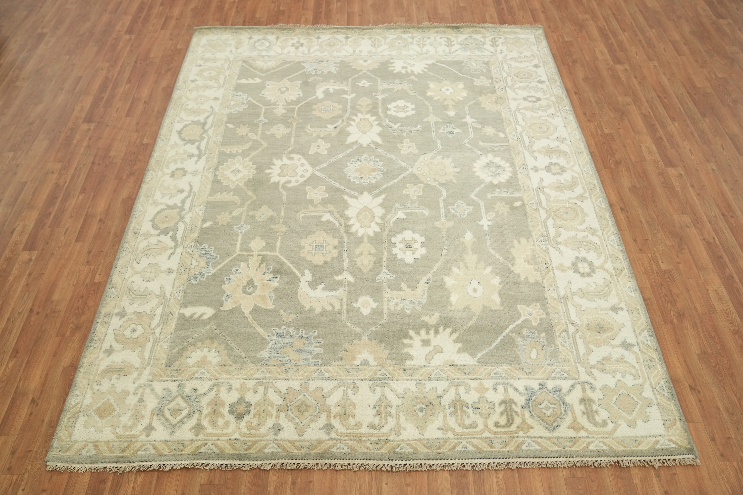 Muted Green Traditional Oushak Hand Made Area Rug 8x10