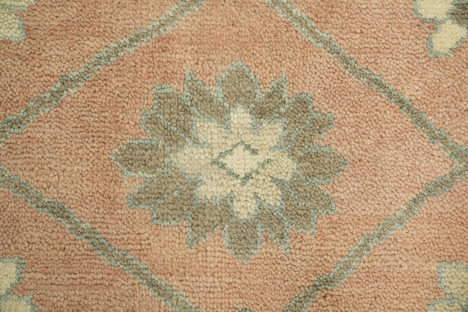 Muted Coral Pastel Color Traditional Oushak Hand-Knotted Wool Area Rug 8x10