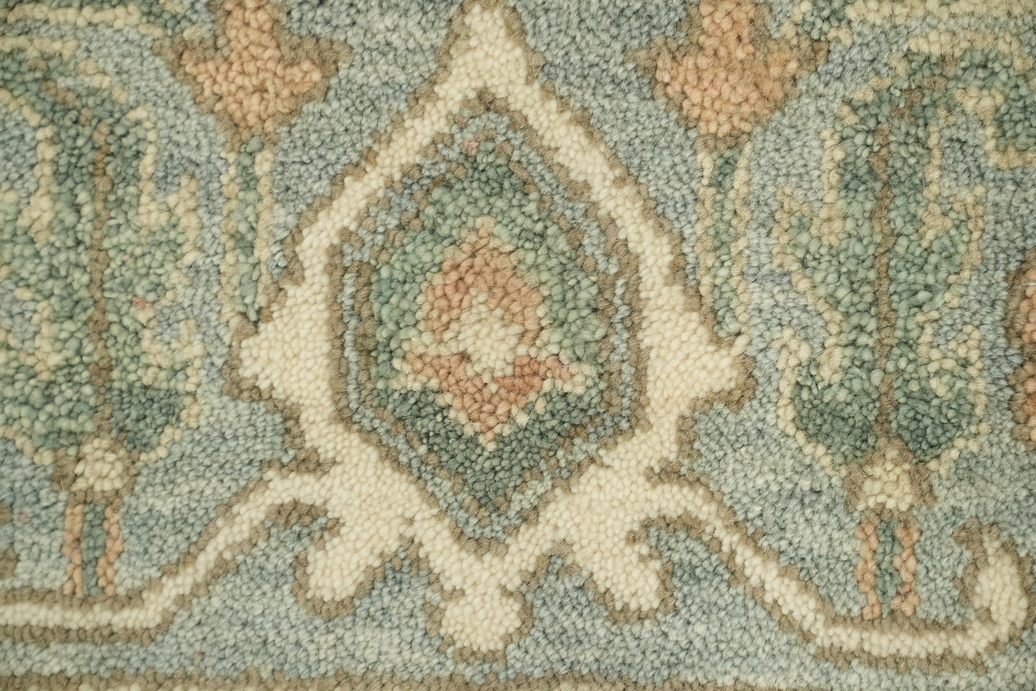Muted Coral Pastel Color Traditional Oushak Hand-Knotted Wool Area Rug 8x10