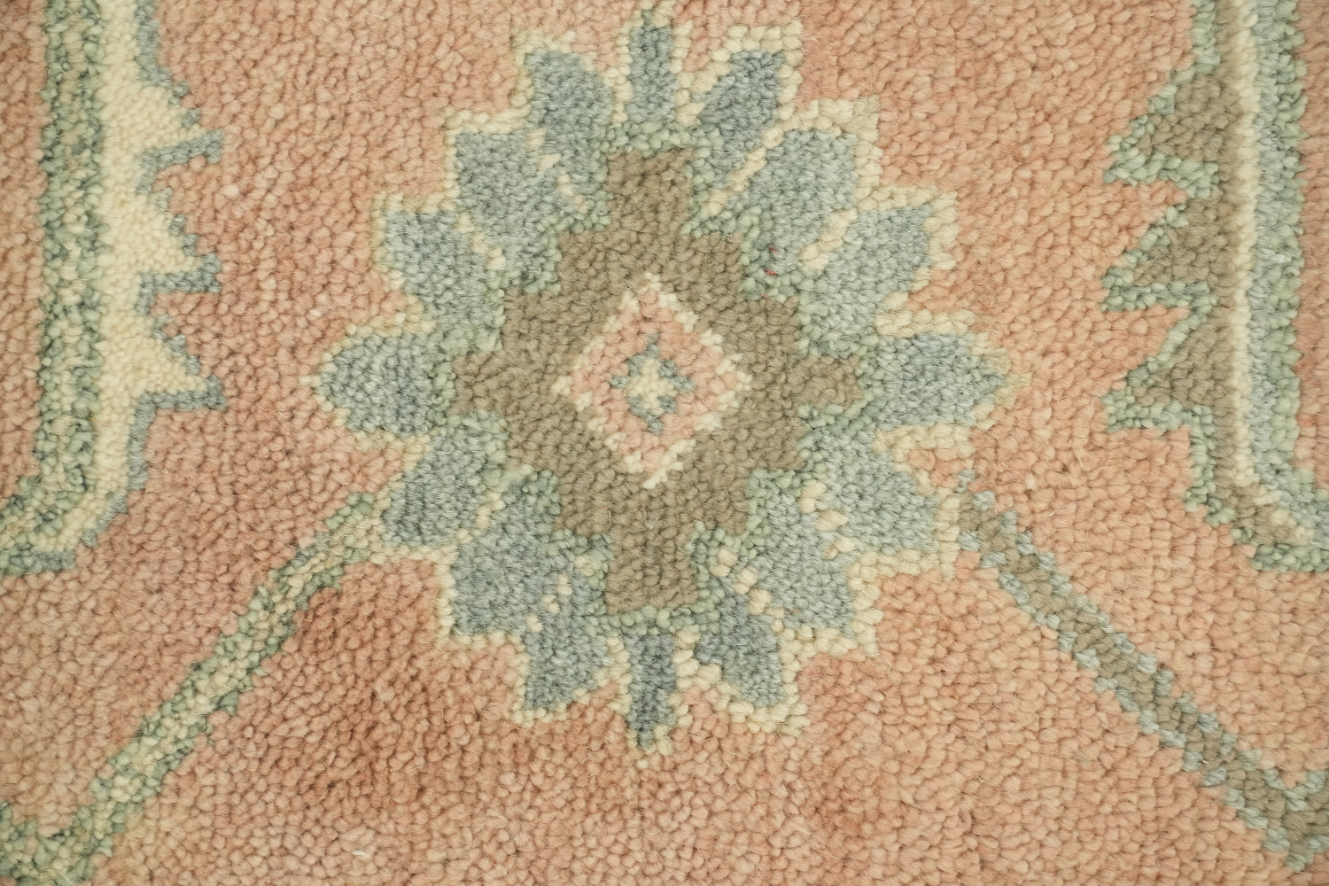 Muted Coral Pastel Color Traditional Oushak Hand-Knotted Wool Area Rug 8x10