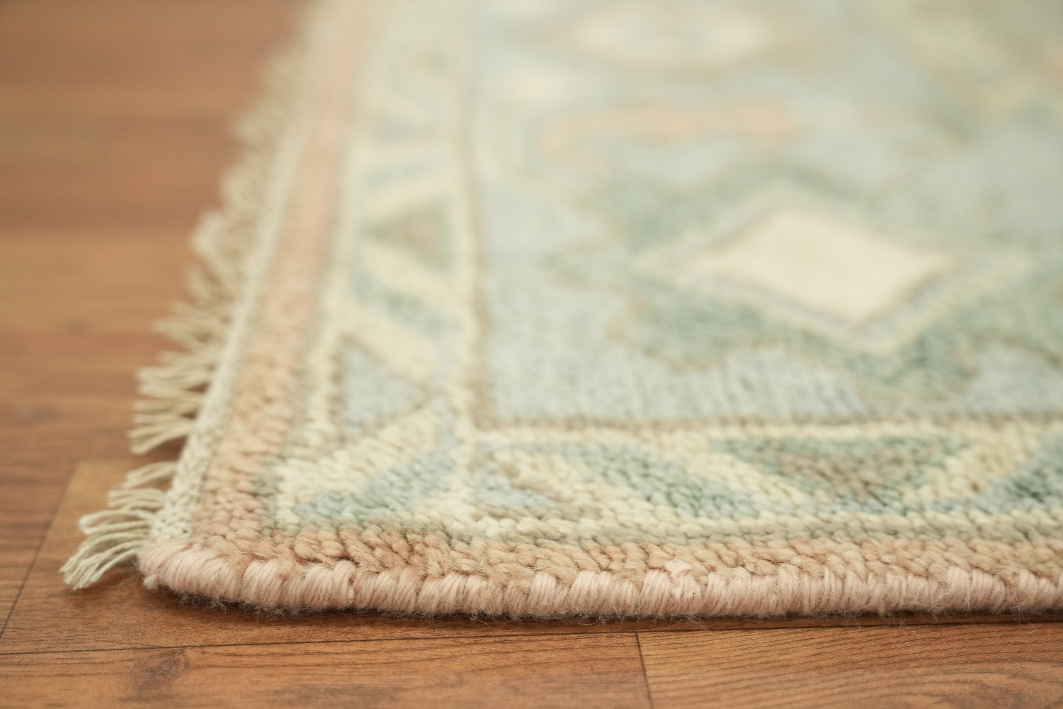 Muted Coral Pastel Color Traditional Oushak Hand-Knotted Wool Area Rug 8x10