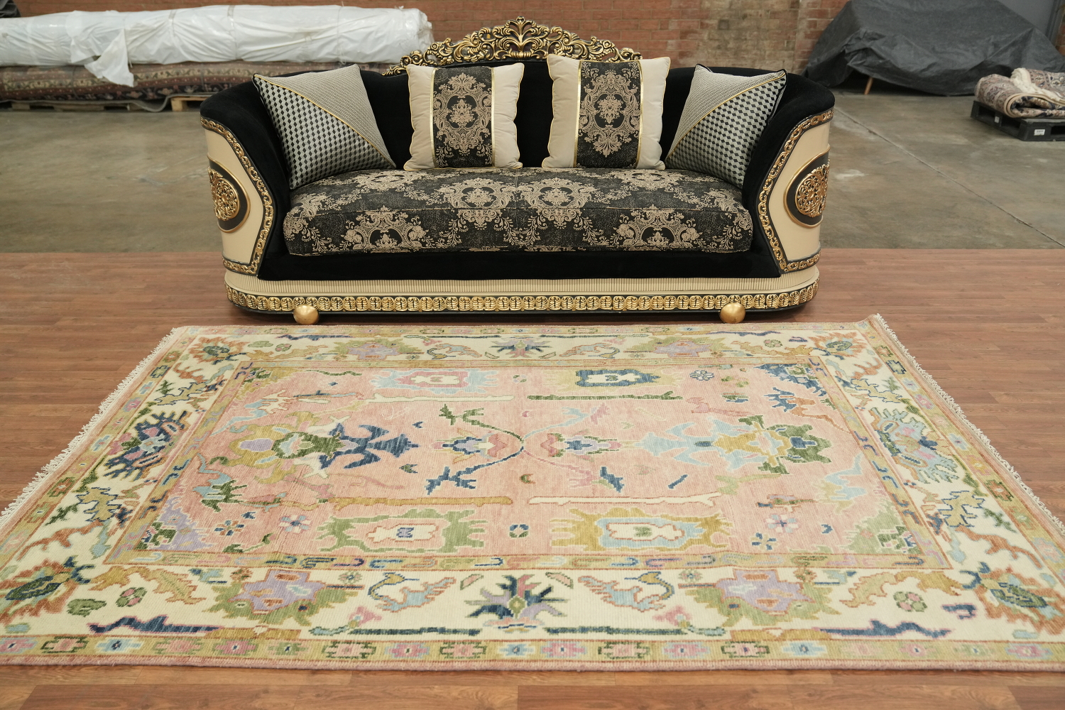 6'x9' Soft Pastel Toned Pink Oushak Hand-Knotted Wool Area Rug
