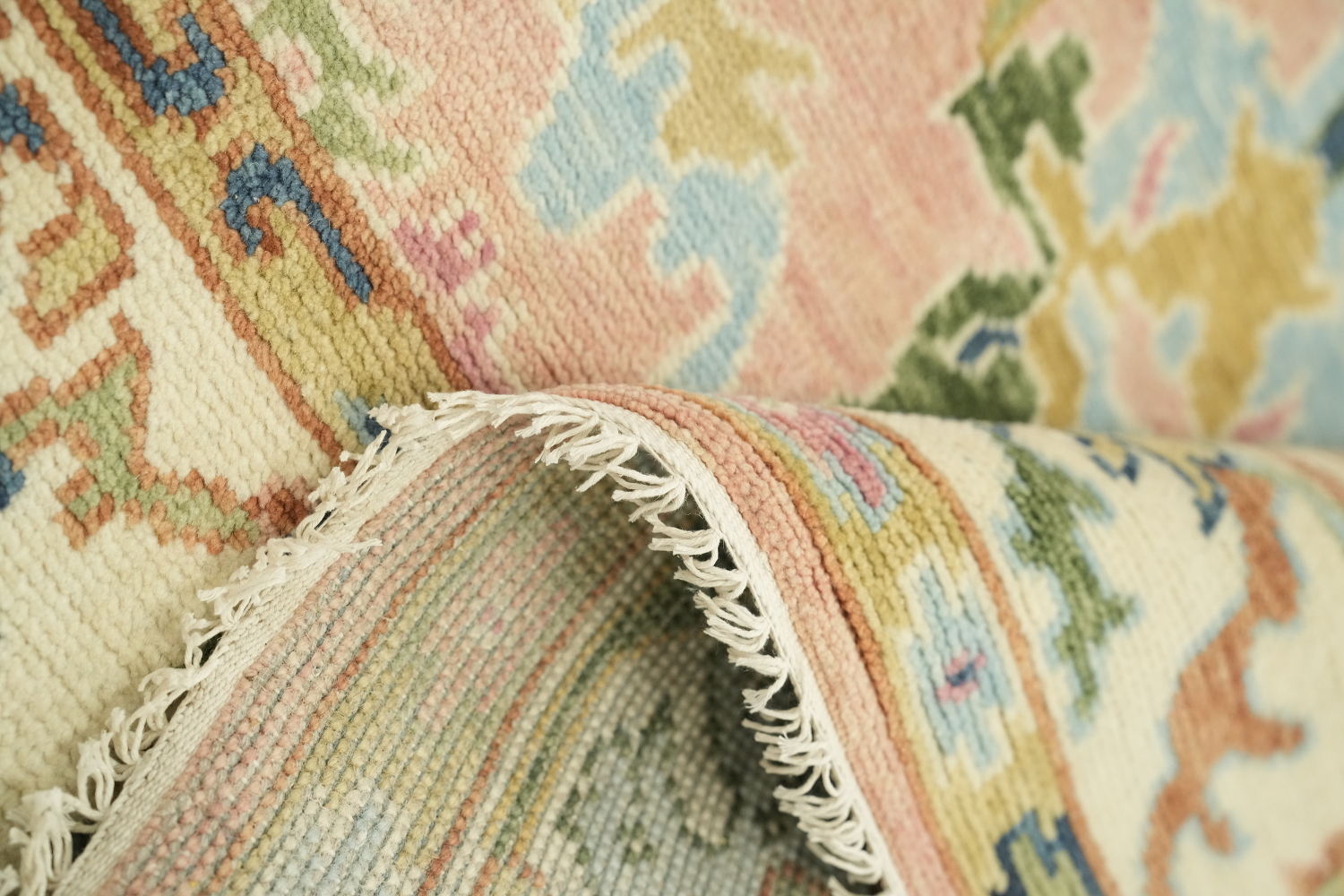 6'x9' Soft Pastel Toned Pink Oushak Hand-Knotted Wool Area Rug