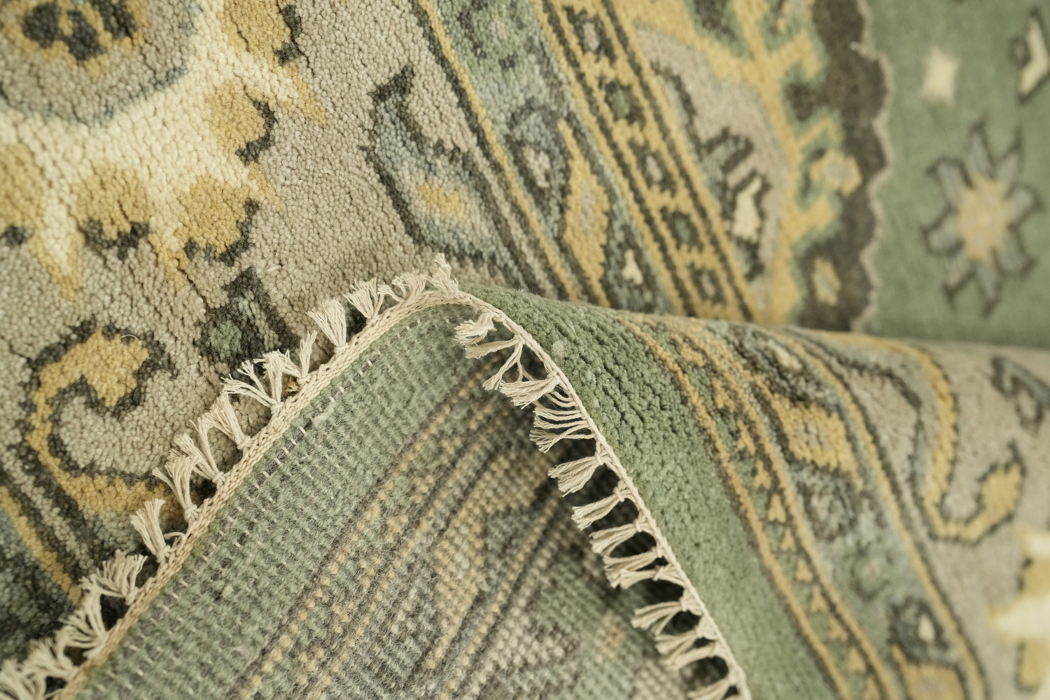 8x10 Green Pastel Color Traditional Oushak Hand-Knotted Wool Area Rug 8x10