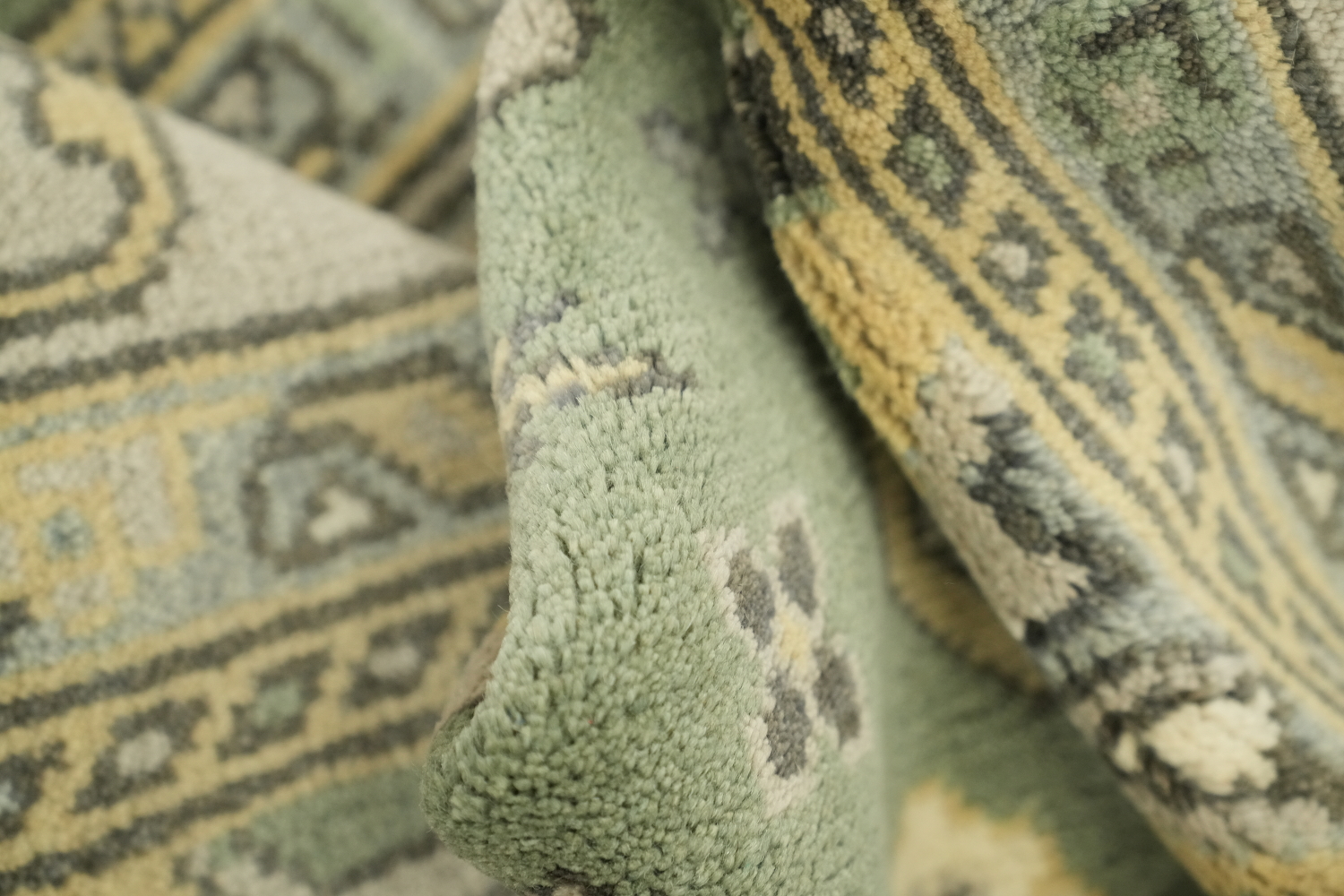 8x10 Green Pastel Color Traditional Oushak Hand-Knotted Wool Area Rug 8x10