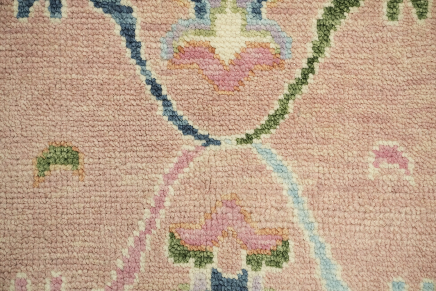 6'x9' Pastel Pink and Blue Oushak Traditional Rug Hand-Knotted Wool