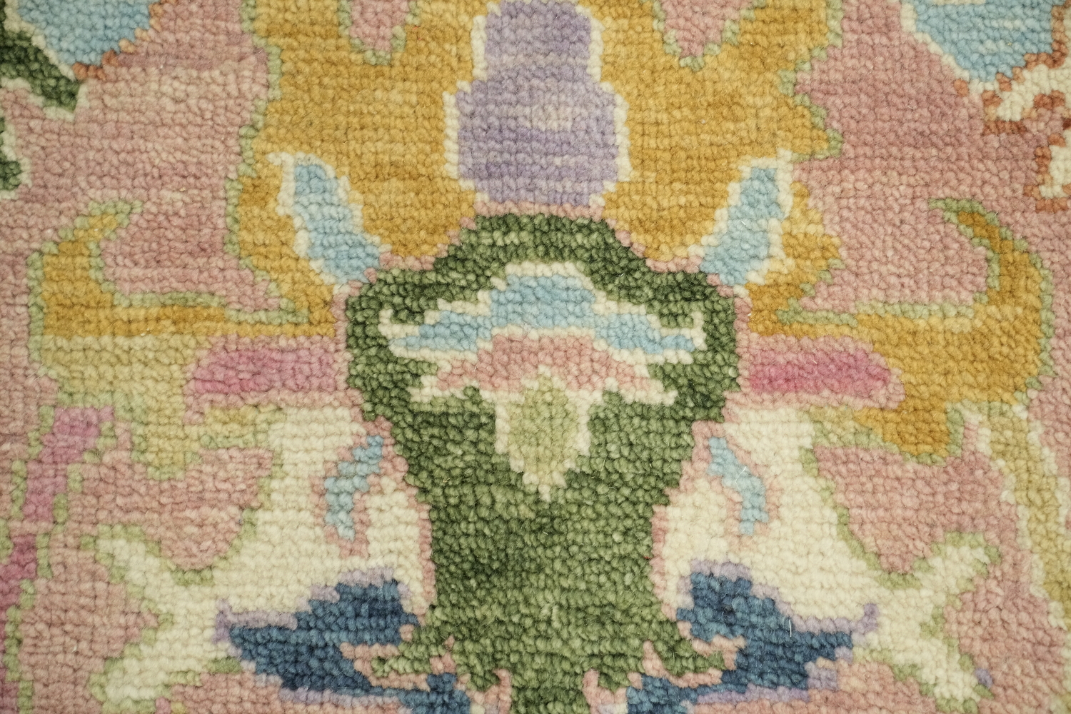 6'x9' Pastel Pink and Blue Oushak Traditional Rug Hand-Knotted Wool