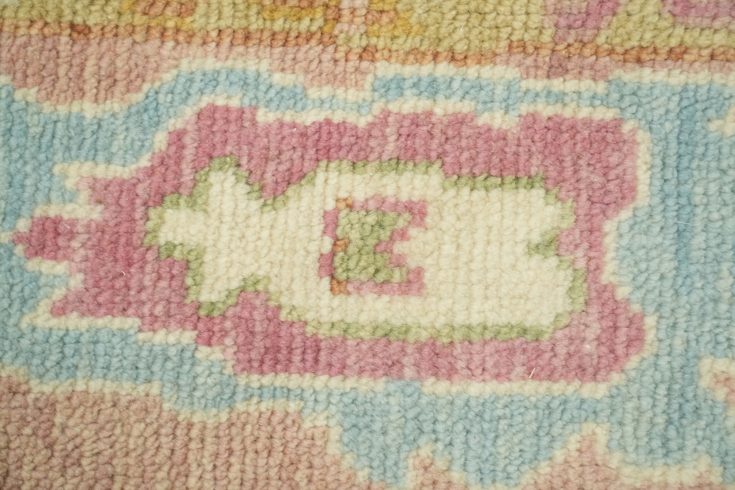 6'x9' Pastel Pink and Blue Oushak Traditional Rug Hand-Knotted Wool