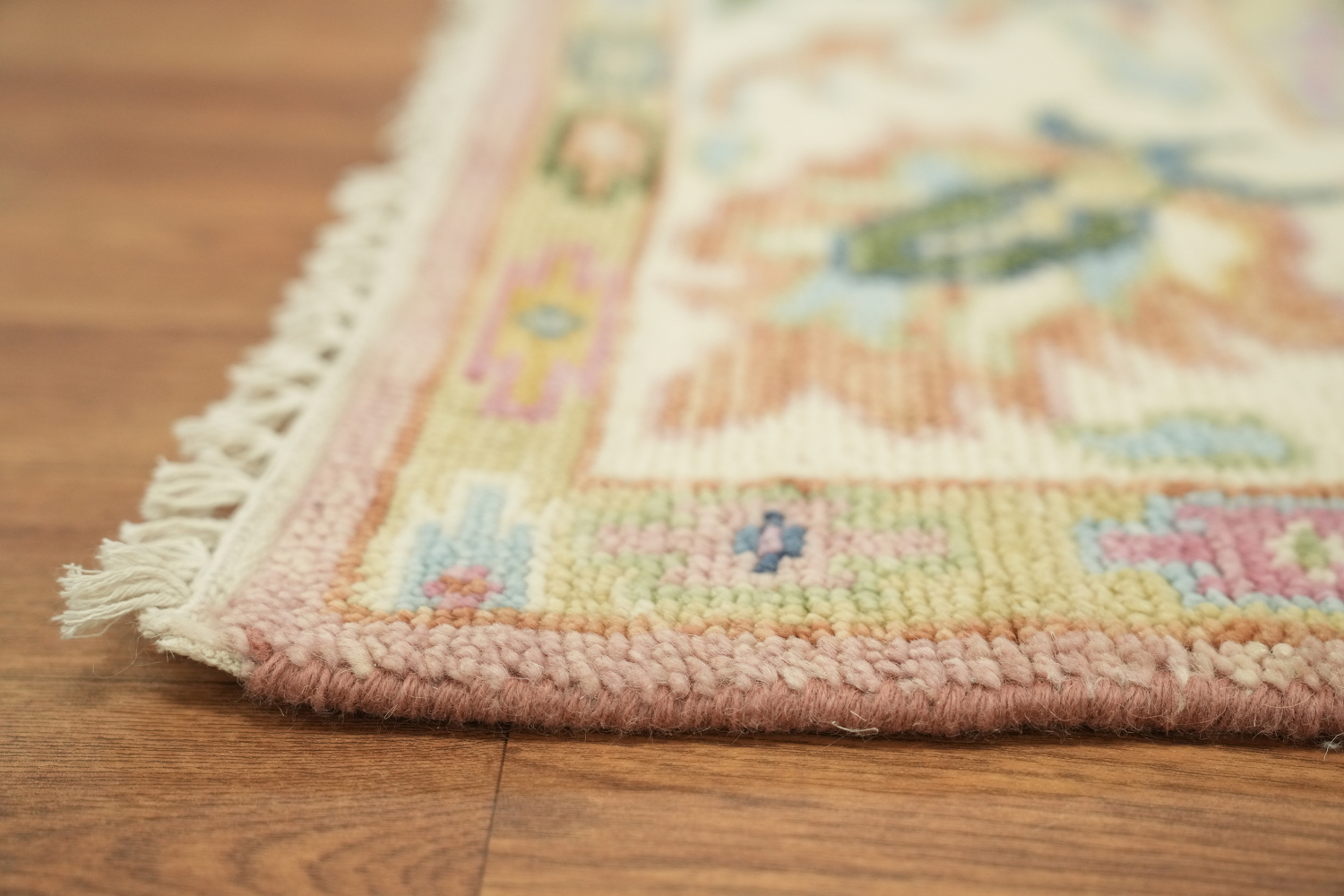 6'x9' Pastel Pink and Blue Oushak Traditional Rug Hand-Knotted Wool