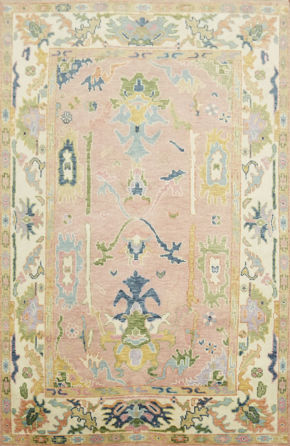 6'x9' Elegant Pastel Pink Oushak Traditional Rug Hand-Knotted Wool