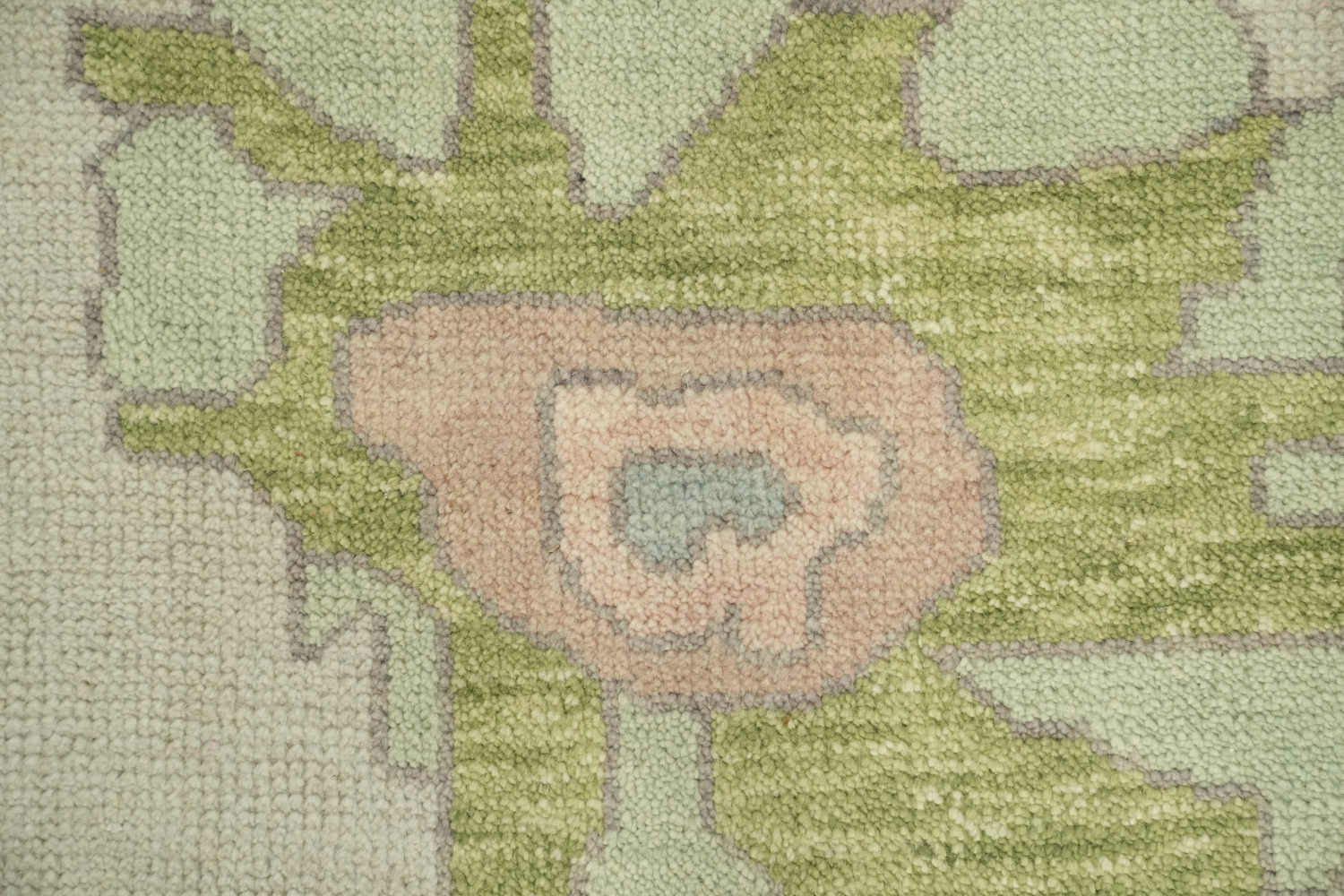 8'x10' Vintage-Inspired Mint Green Oushak Rug with Subtle Pastel Patterns