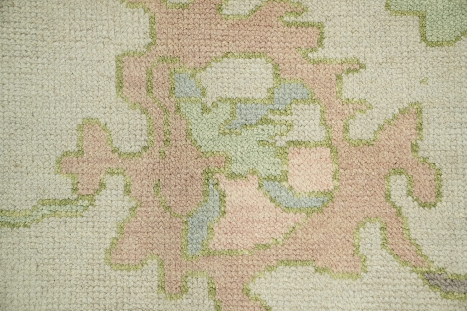 8'x10' Vintage-Inspired Mint Green Oushak Rug with Subtle Pastel Patterns
