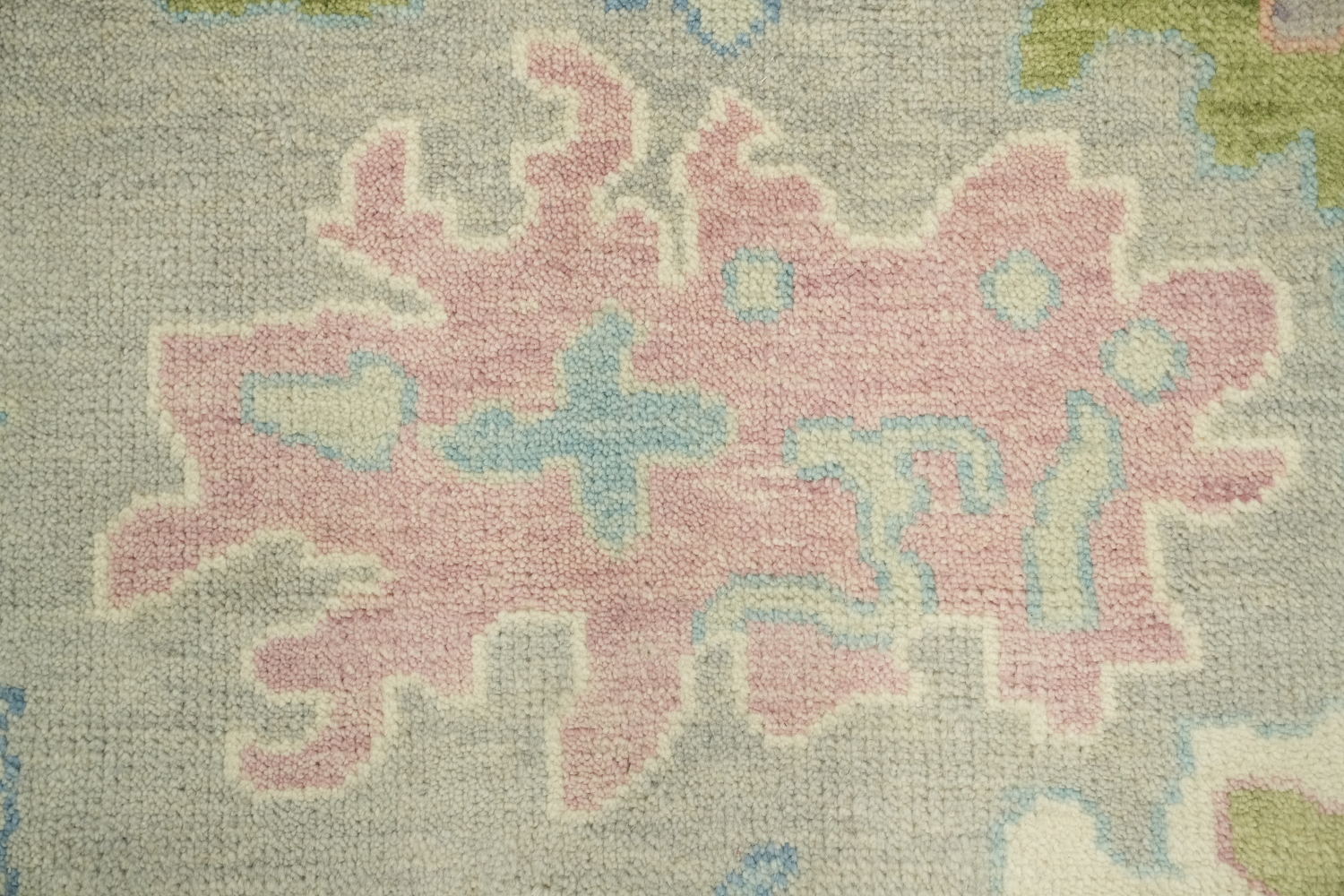 Pastel-Colored Grey Oushak Hand-Knotted Living Room Wool Rug 8'x10'