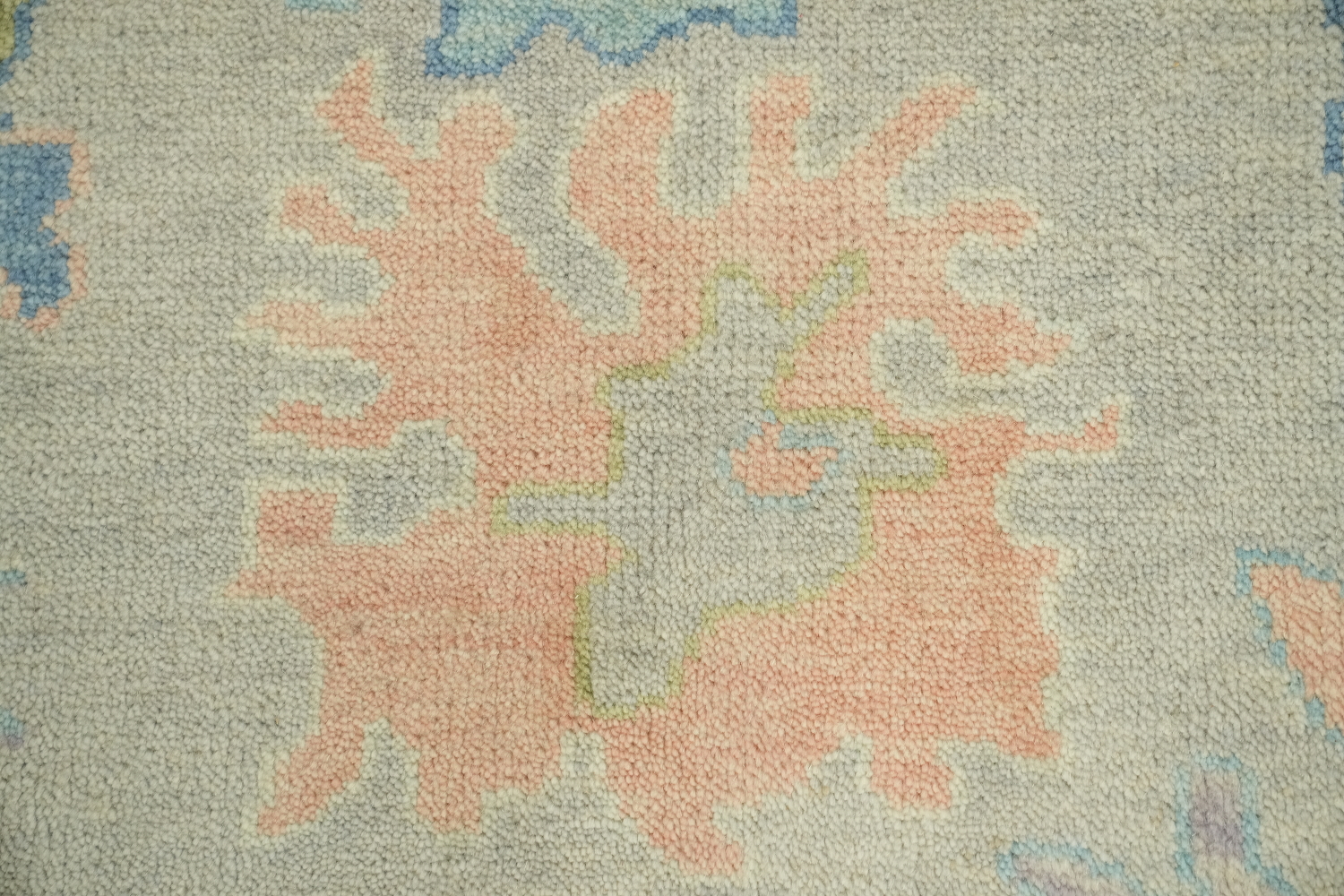 Pastel-Colored Grey Oushak Hand-Knotted Living Room Wool Rug 8'x10'