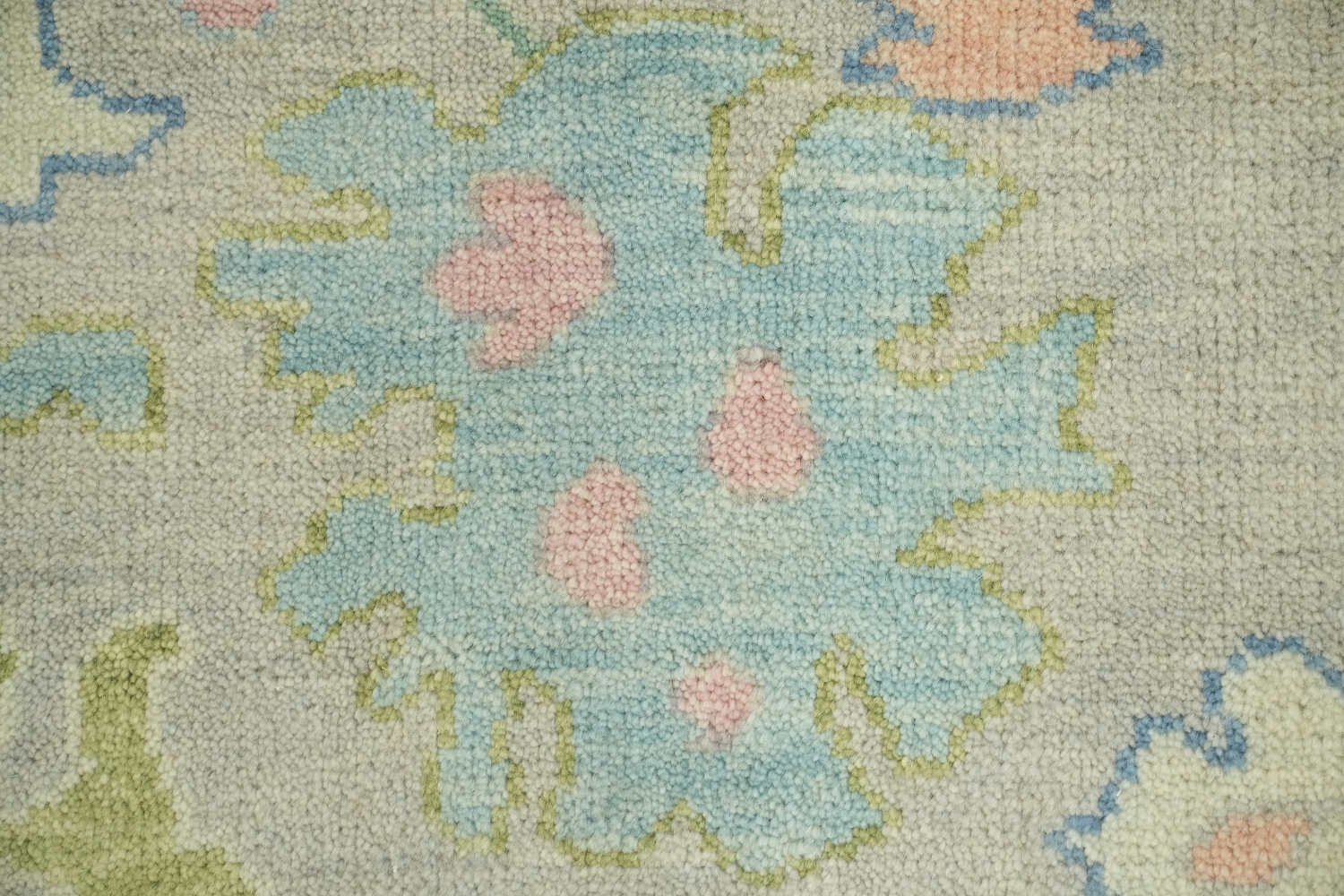 Pastel-Colored Grey Oushak Hand-Knotted Living Room Wool Rug 8'x10'