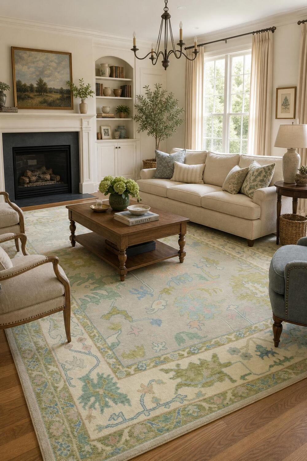 Pastel-Colored Grey Oushak Hand-Knotted Living Room Wool Rug 8'x10'