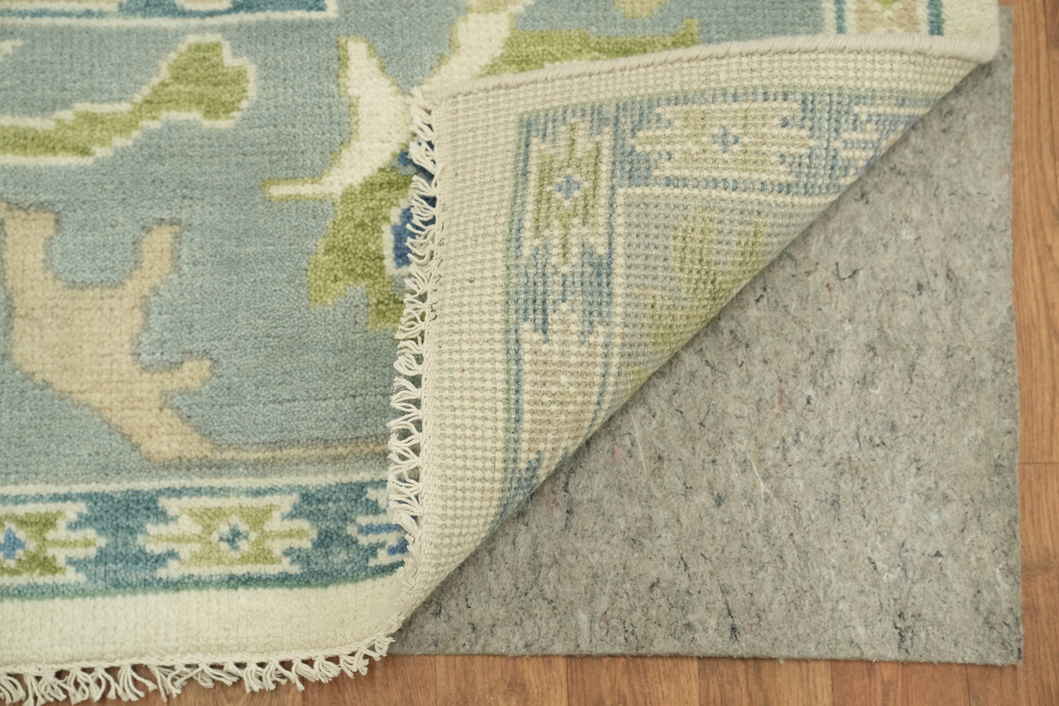 8x10 White and Aqua Blue Traditional Oushak Hand-Knotted Wool Area Rug 8x10