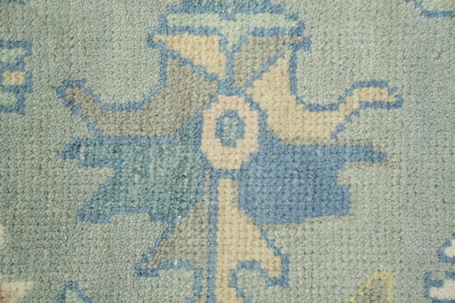 8x10 White and Aqua Blue Traditional Oushak Hand-Knotted Wool Area Rug 8x10