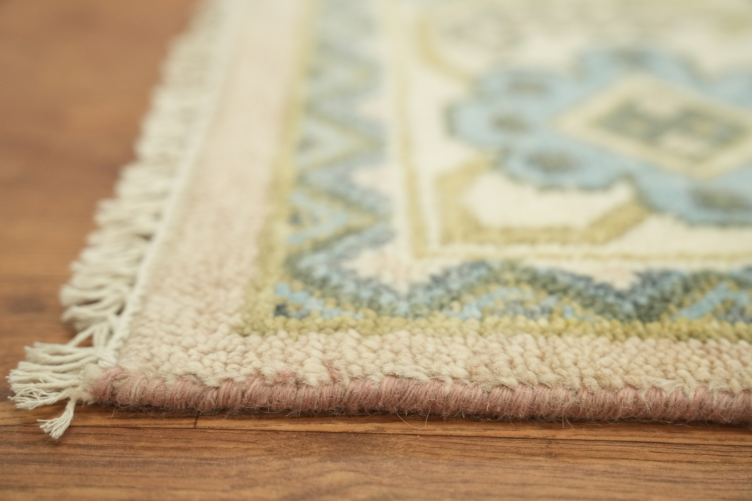 8'x8' Square Pale Pink Traditional Oushak Hand-Knotted Wool Rug