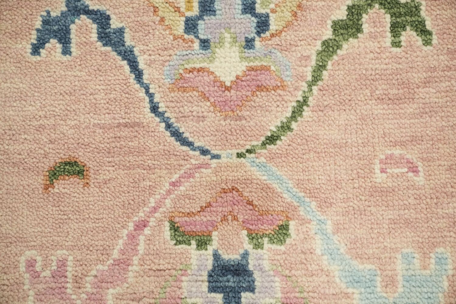 Soft Pink and Ivory Traditional Oushak Hand Made Area Rug 6x9