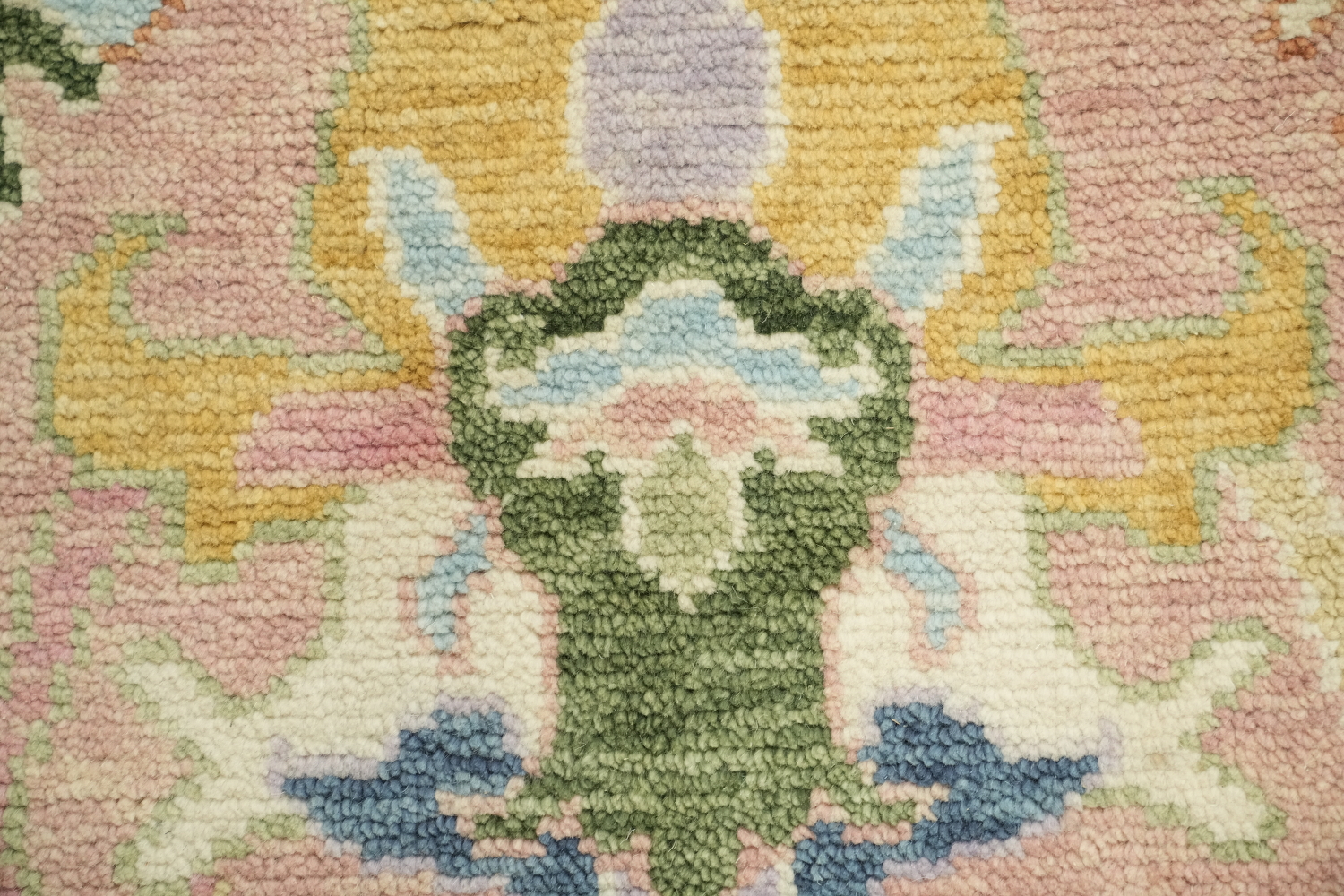 Soft Pink and Ivory Traditional Oushak Hand Made Area Rug 6x9