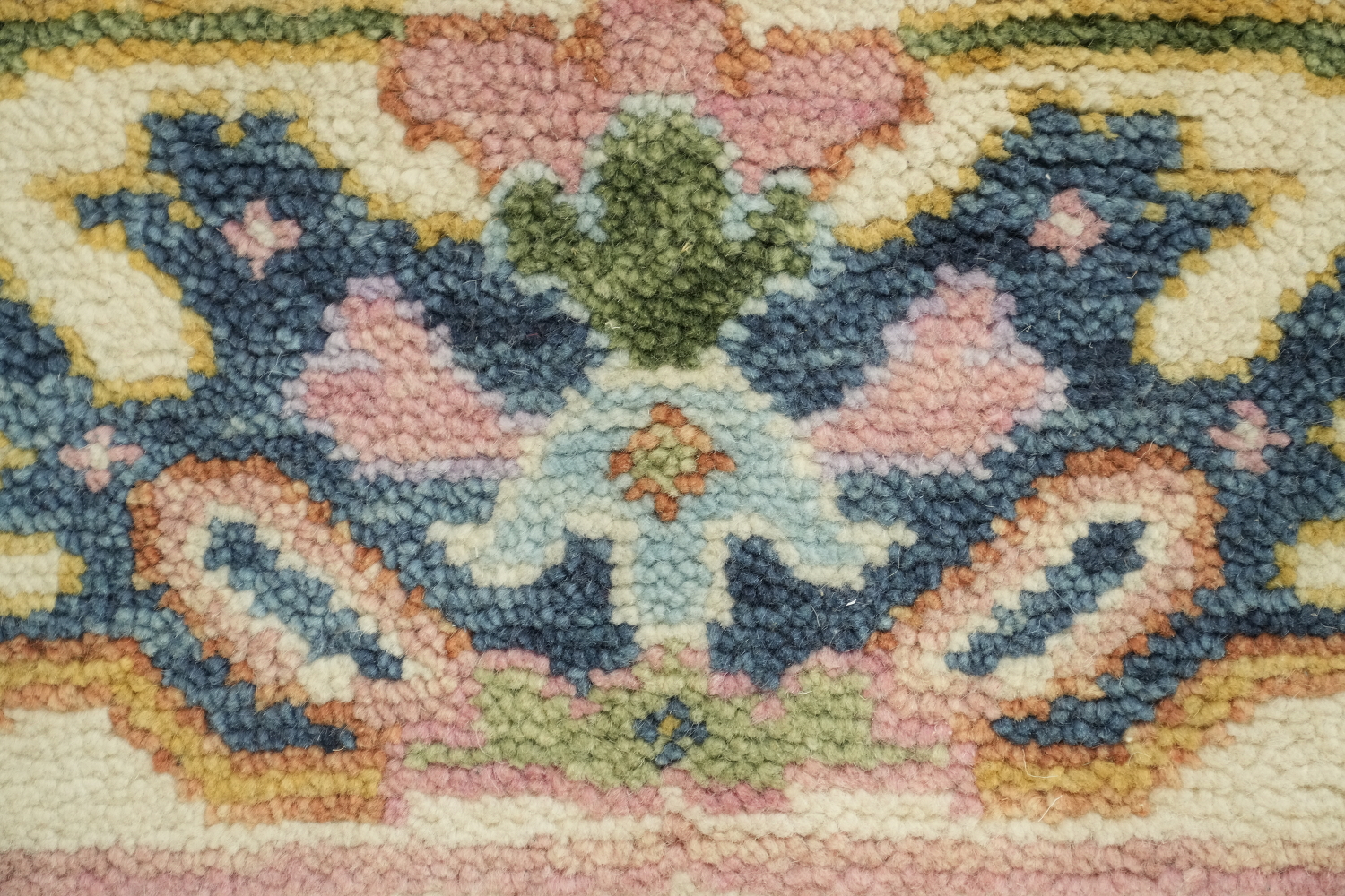 Soft Pink and Ivory Traditional Oushak Hand Made Area Rug 6x9
