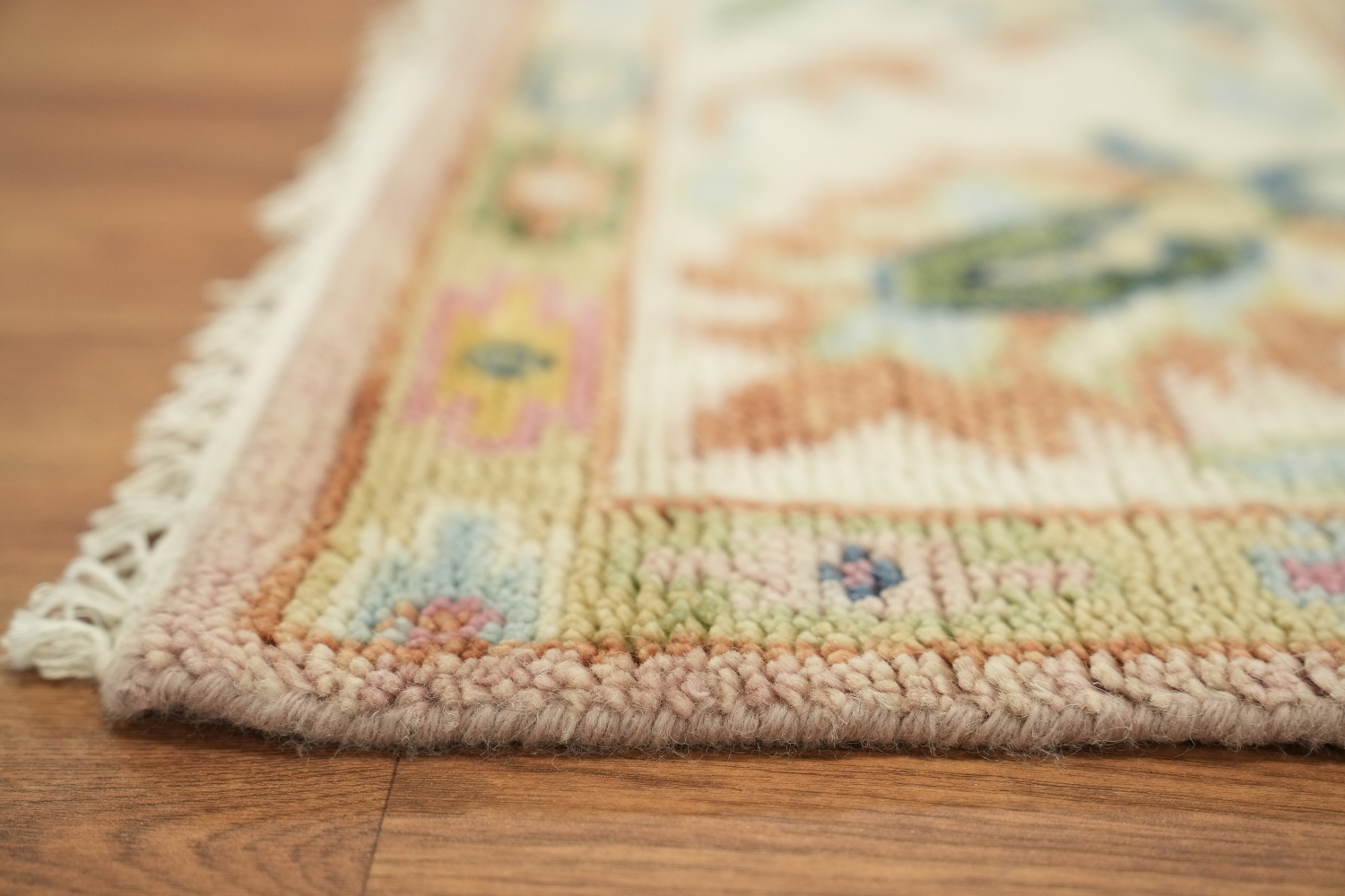 Soft Pink and Ivory Traditional Oushak Hand Made Area Rug 6x9