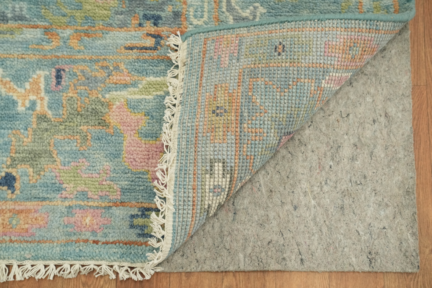 Light Blue Pastel Color Traditional Oushak Hand-Knotted Wool Area Rug 6x9