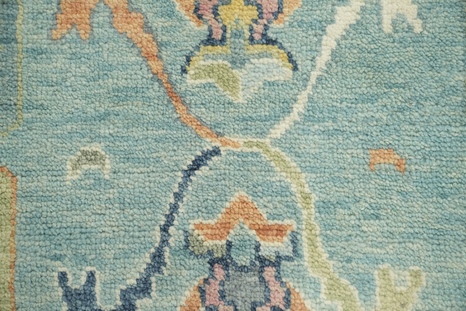 Light Blue Pastel Color Traditional Oushak Hand-Knotted Wool Area Rug 6x9
