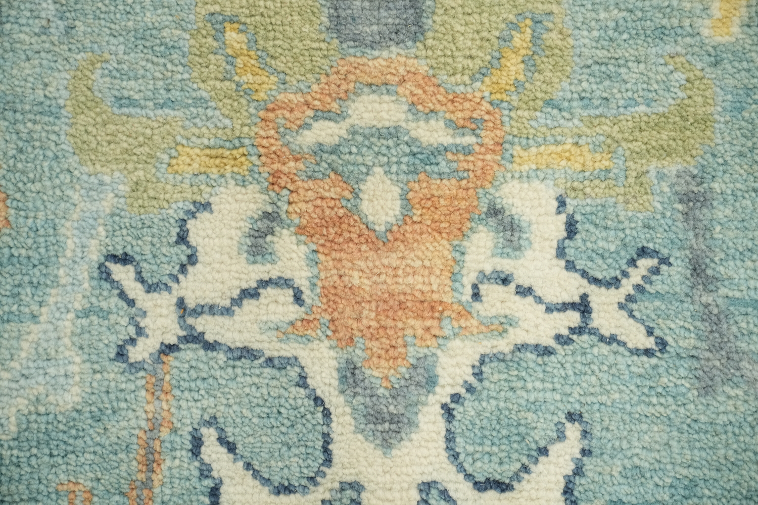 Light Blue Pastel Color Traditional Oushak Hand-Knotted Wool Area Rug 6x9