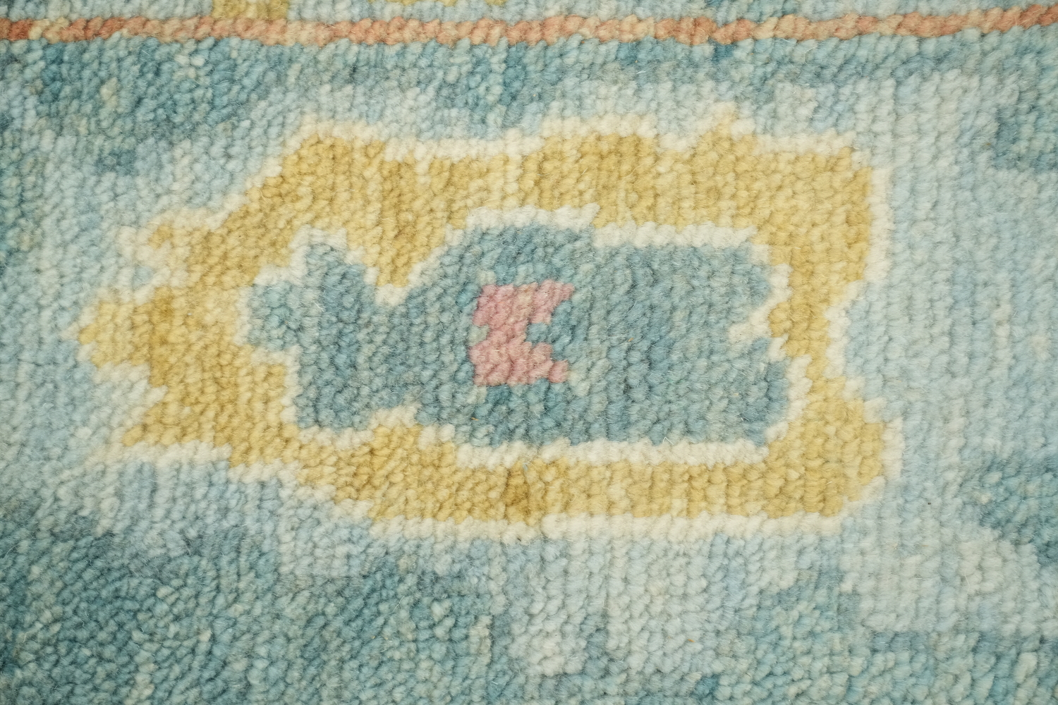 Light Blue Pastel Color Traditional Oushak Hand-Knotted Wool Area Rug 6x9