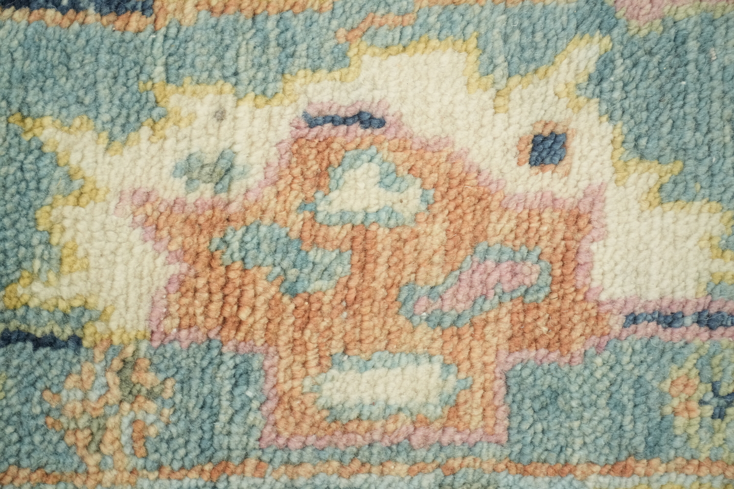 Light Blue Pastel Color Traditional Oushak Hand-Knotted Wool Area Rug 6x9