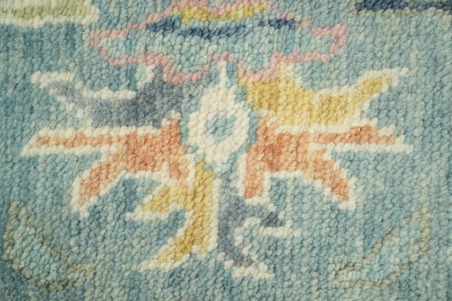 Light Blue Pastel Color Traditional Oushak Hand-Knotted Wool Area Rug 6x9