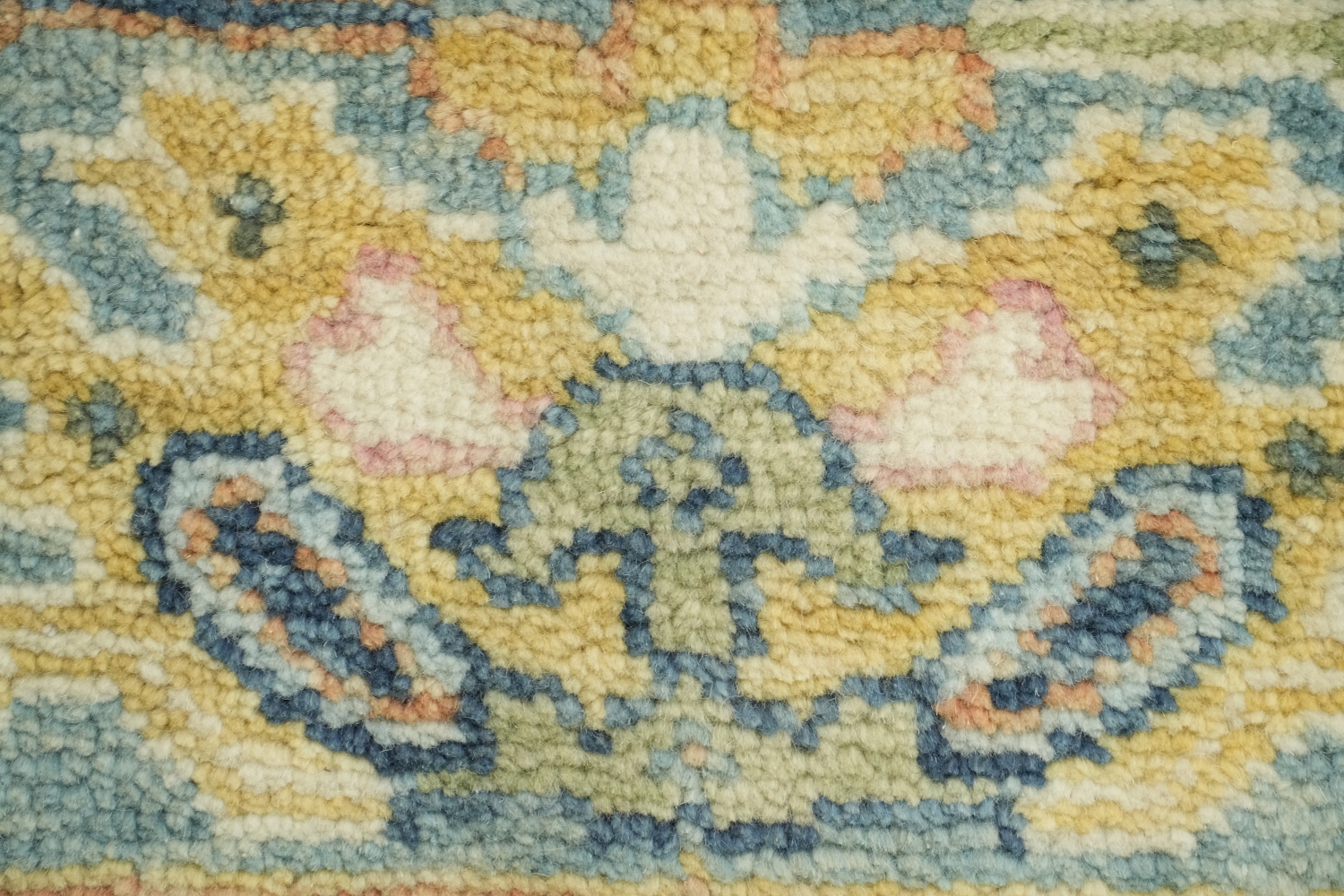 Light Blue Pastel Color Traditional Oushak Hand-Knotted Wool Area Rug 6x9