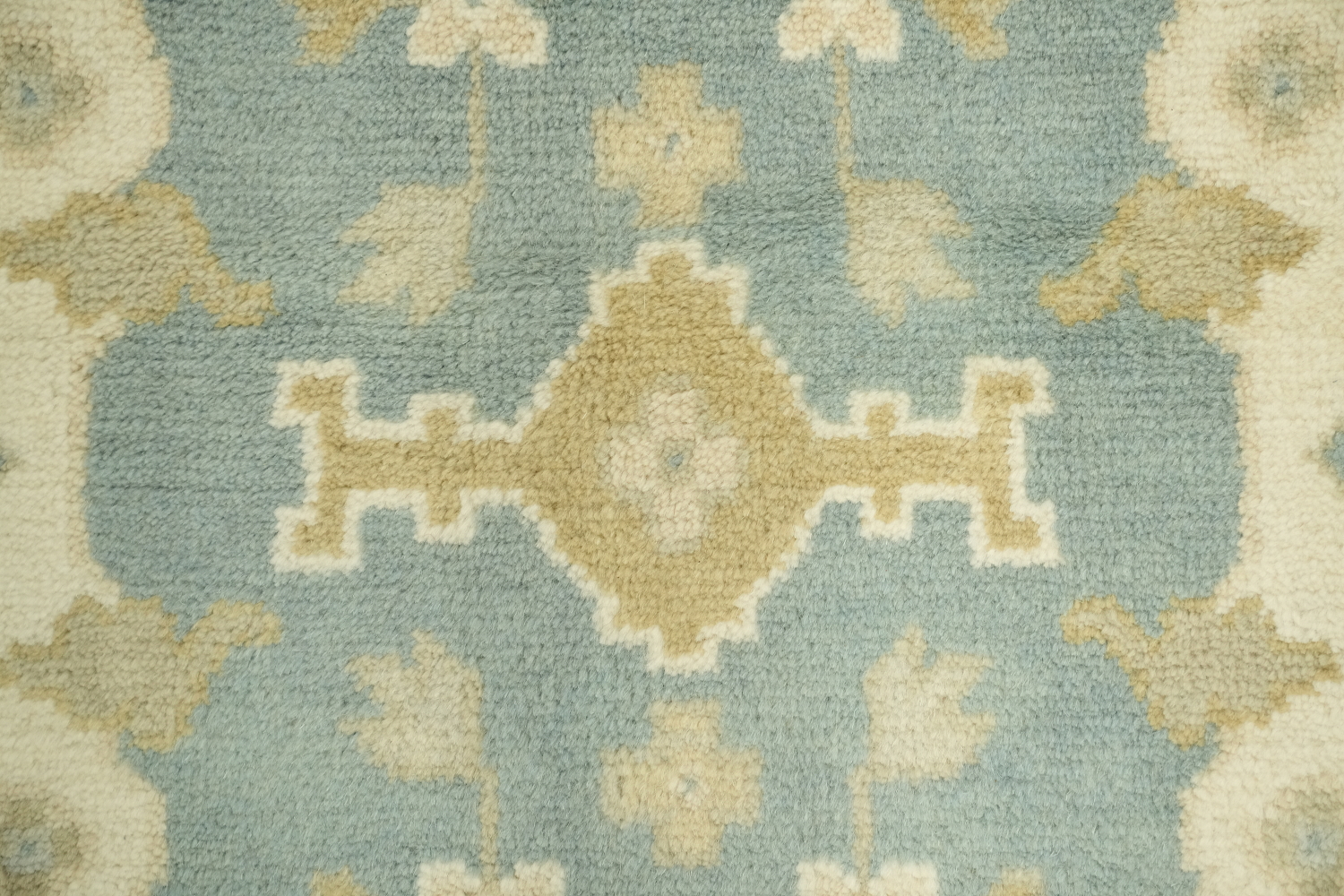 Light Blue  Muted Hue Traditional Oushak Hand-Knotted Wool Area Rug 6x9