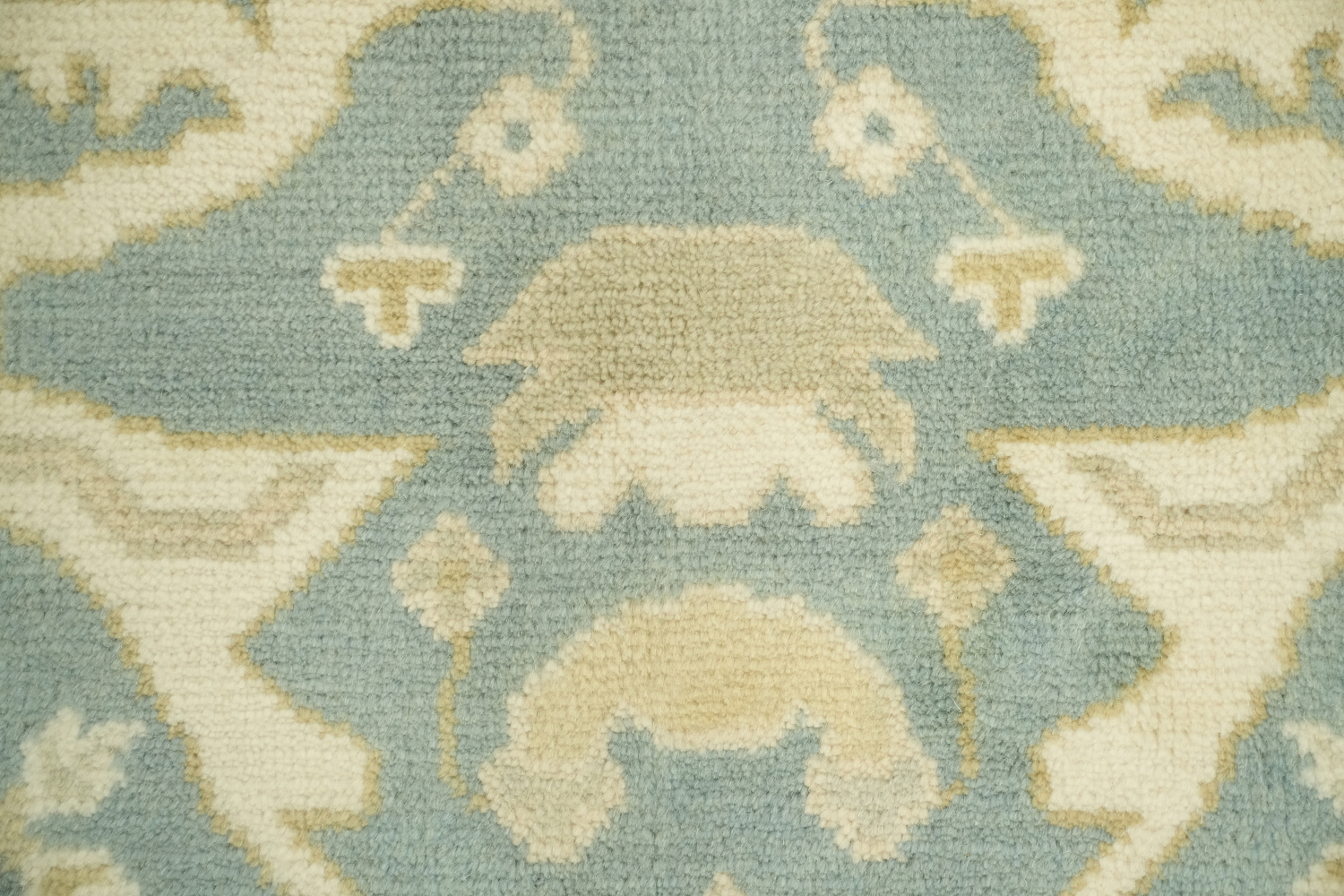 Light Blue  Muted Hue Traditional Oushak Hand-Knotted Wool Area Rug 6x9
