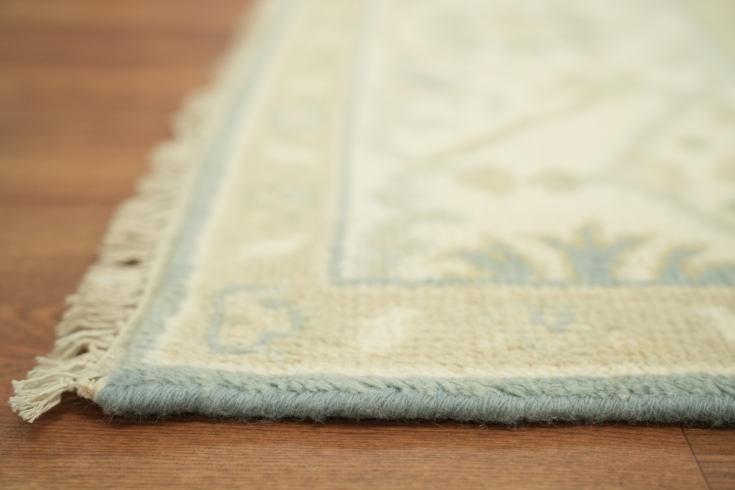 Light Blue  Muted Hue Traditional Oushak Hand-Knotted Wool Area Rug 6x9