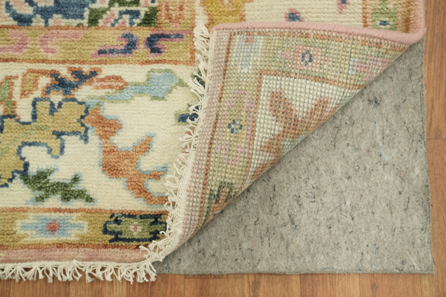 Elegant 6'x9' Pastel Toned Oushak Area Rug with Ornate Floral Motifs