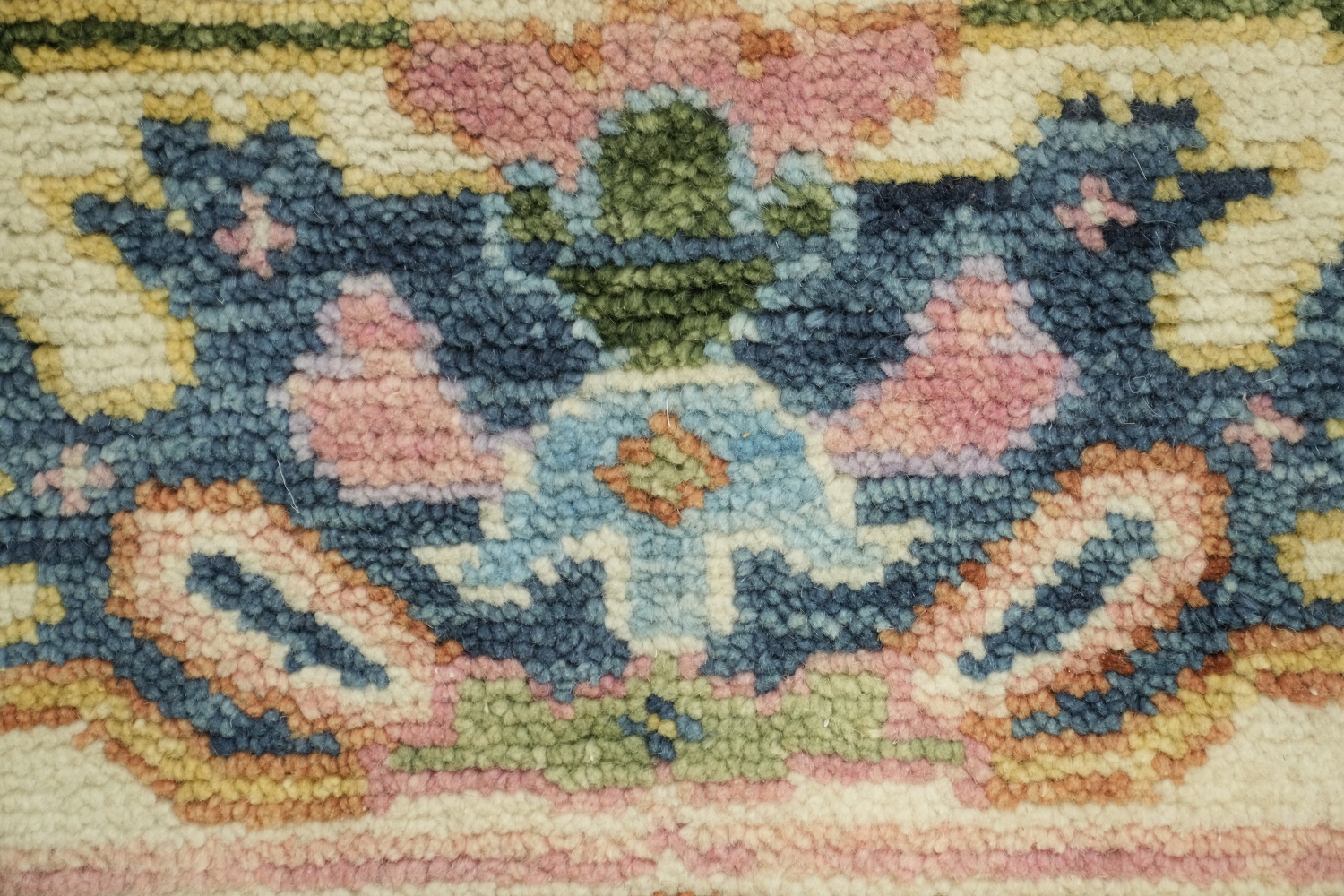 Elegant 6'x9' Pastel Toned Oushak Area Rug with Ornate Floral Motifs