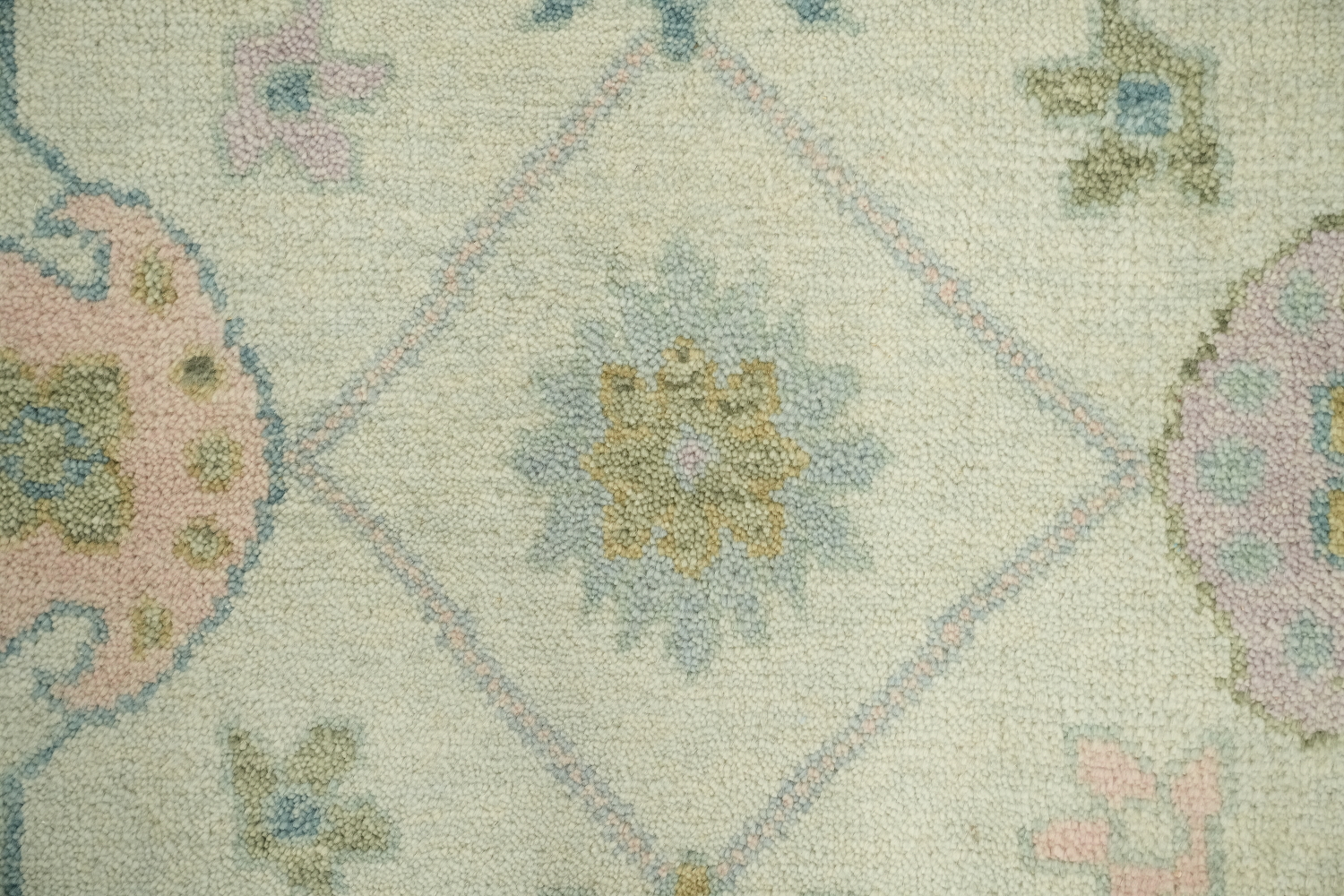 Vintage Pastel Mint Green 6'x9' Floral Oushak Area Rug with Elegant Ornate Design