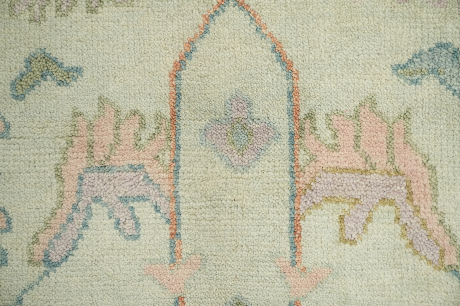 Vintage Pastel Mint Green 6'x9' Floral Oushak Area Rug with Elegant Ornate Design