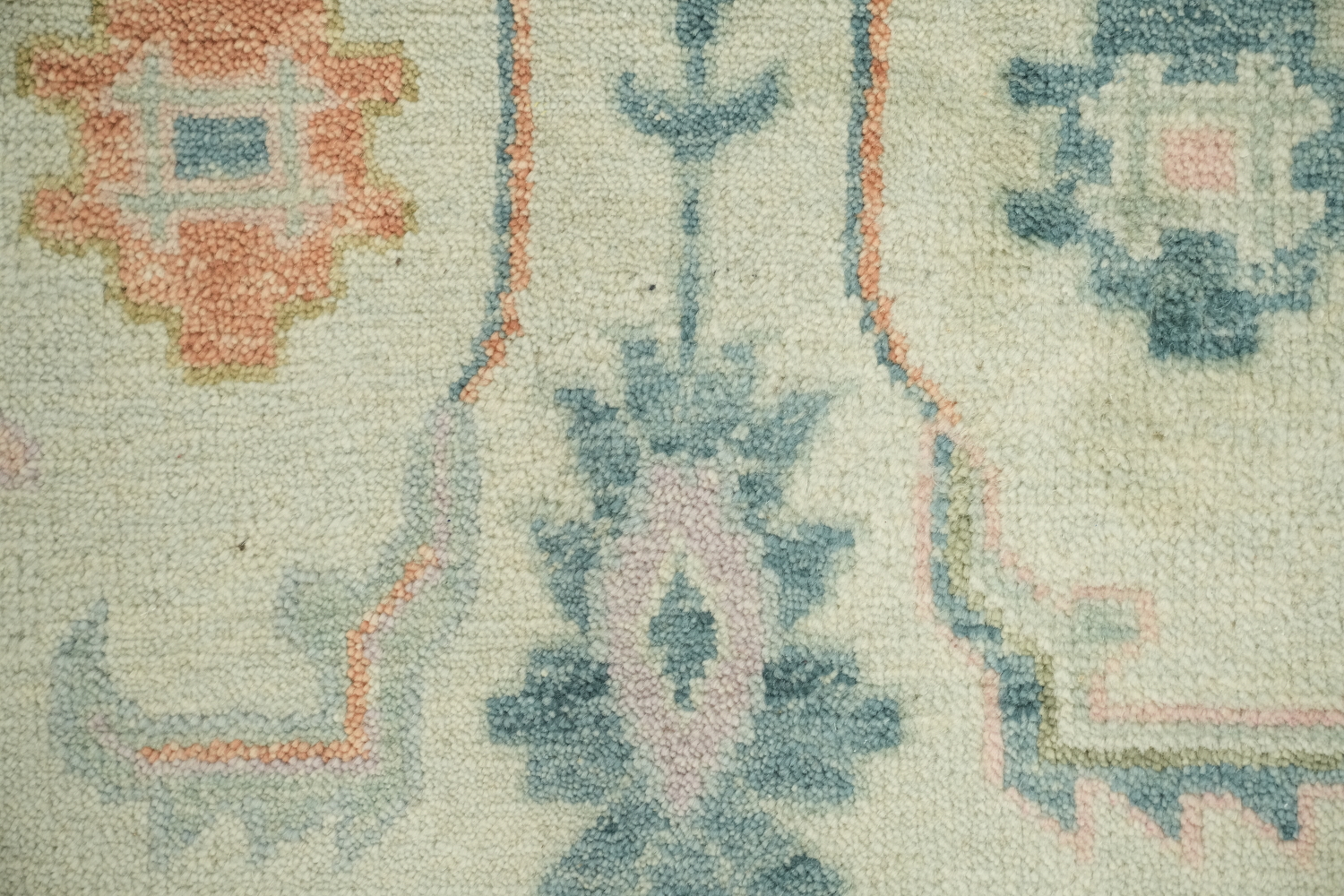 Vintage Pastel Mint Green 6'x9' Floral Oushak Area Rug with Elegant Ornate Design