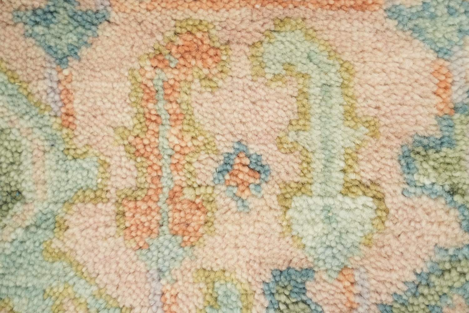 Vintage Pastel Mint Green 6'x9' Floral Oushak Area Rug with Elegant Ornate Design
